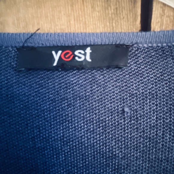 YEST Europe 🇳🇱 Viscose Open-Front Cardigan Black Check on Blue Mid Length M - Picture 5 of 13